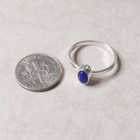Trendy! Tiny Dainty Lapis Lazuli Sz 6 - Modern Minimalist Boho Midi Rings - Picture 2 of 6